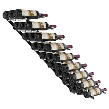 Vino Pins Flex 45 (wall mounted metal wine rack), Matte Black/Aluminum, 27 Bottles