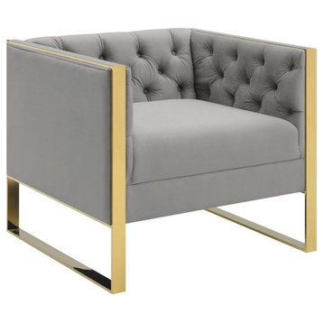 Coaster Eastbrook Modern Velvet Upholstered Tufted Back Chair Gray