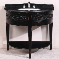 Abel Antique 41 inch Black Granite Top Single Sink Bathroom Vanity in Antique Es - Bathroom Vanities And Sink Consoles