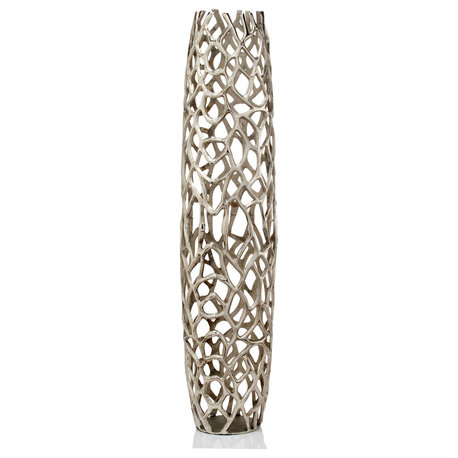 Modern Day Accents Modern Rama Twigs Silver Barrel XL Floor Vase 3597