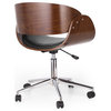Stillmore Mid-Century Modern Upholstered Swivel Office Chair, Midnight/Walnut/Ch