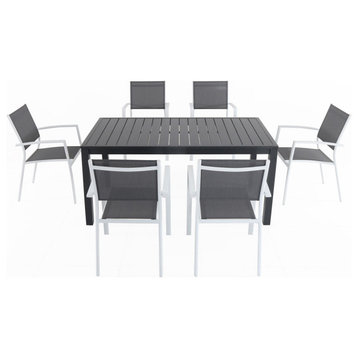 Hanover NAPDNS7PC Naples 7-Piece Aluminum Framed Outdoor Dining - White
