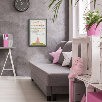 "Pink Tee Pee" Framed Painting Print