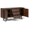 Modern Sideboard, Acacia Wood Frame In Unique Distressed Tones, Charcoal Brown