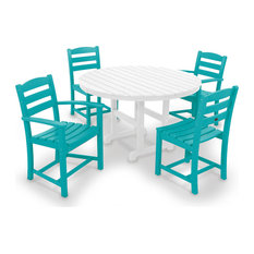 Polywood La Casa Cafe 5-Piece Dining Set, Aruba/White