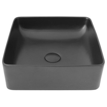 Porcelain Rectangular 14.5" Vessel Ceramic Bathroom Sink Black