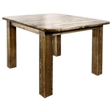 Montana Woodworks Homestead Square 4 Post Wood Dining Table in Brown