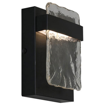 Madrona LED Outdoor Wall Sconce Clear Water, Black