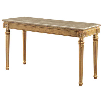 ACME Daesha Sofa Table, Marble and Antique Gold