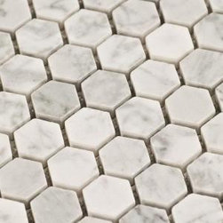 $10.95SF Carrara Hexagon Marble Mosaic Tile - Mosaic Tile