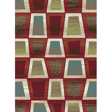 Brookwood BW42174 Contemporary Area Rug, Red, 7'10"x9'10"