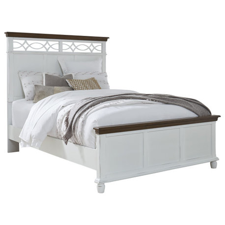 Granada Queen Bed, Oak Brown & Vanilla White