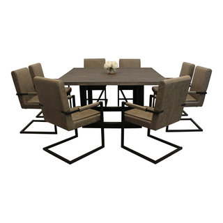 Felix 9-Piece Dining Set, 60" Dining Table With 8 Arm Chairs, Gray ...
