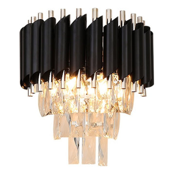 Black crystal wall Sconce for bedroom, living room