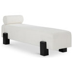 Meridian Furniture - Edison Chenille Fabric Upholstered Bench, Cream, Black Finish - Go for a cozy, chic vibe with this cream Edison chenille fabric bench, a versatile and stylish addition to your home. Upholstered in soft cream chenille fabric, it epitomizes comfort and sophistication. The rich black finish of the solid wood base adds warmth and durability, ensuring this bench is both functional and timeless. A bolster pillow is included for added comfort and a touch of elegance. The bench's modern mid-century design seamlessly complements a range of decor styles in the entryway, bedroom, or living room.