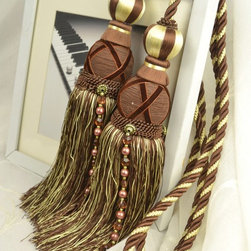 9 Colors QYM44 Polyester Curtain Tassel Tie Backs in Dark Brown Color - Window Treatment Accessories