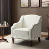 34" Tall Comfort Bedroom Armchair with Solid Wood Legs, Ivory