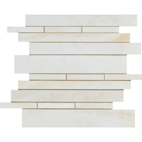 White Onyx Polished Random-Strip Mosaic - (Cross-Cut)