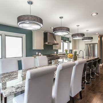 Fairfield - Contemporary - White Kitchen - Grey Island