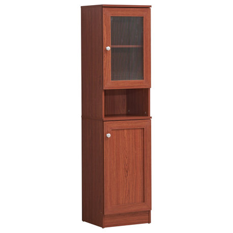 63" Tall Open Shelf Enclosed Storage Kitchen Pantry, Chery