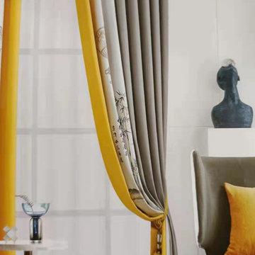 QYFL9003D Illawarra Flower Faux Linen Eyelet Ready Made Extra Wide Curtains For