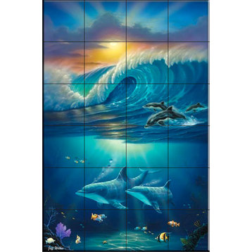 Tile Mural, Paradise Surfers by Jeff Wilkie