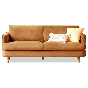 Small Down Filled Sofa, Corduroy-Ginger Double Sofa 59.1x35.4x32.7"