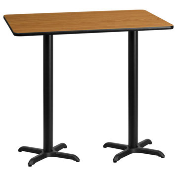 30''x60'' Natural Laminate Table Top,22''x22'' Bar Height Table Bases