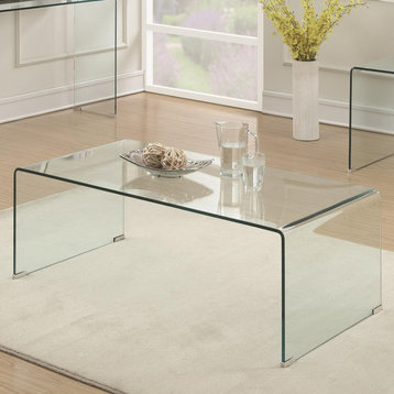 Benzara BM184941 Contemporary Style Minimal Clear Glass Coffee Table, Clear