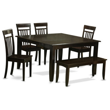 East West Furniture Parfait 6-piece Wood Kitchen Table Set in Cappuccino