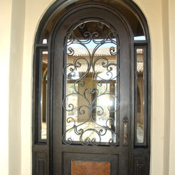 Marbella Round Top Wrought Iron Door with Wrap-Around Transom - Front Doors