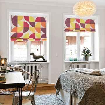 Quick Fix Washable Roman Window Shades Flat Fold , Drunkard's Path B