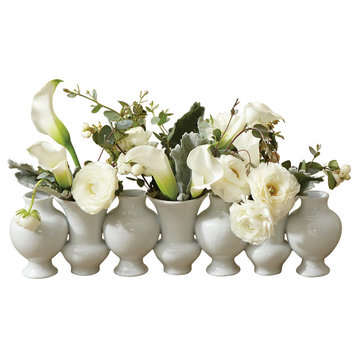 Chinoise Linear Bud Vase, White Crackle