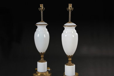 Pair of French OpalineTable Lamps