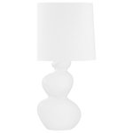 Hudson Valley - Hudson Valley Kingsley 1-LT Table Lamp L1737-AGB/CSW, Aged Brass/Satin White - Utica is earthy and subdued in both form and color. The smooth, rounded ceramic base juts out at crisp edges towards the bottom, creating a unique silhouette and visual interest. Bold in shape yet slim in profile, this table lamp adds significant style without taking up significant space. Available in beautifully muted Golden Olive and Sage Ceramic color options.