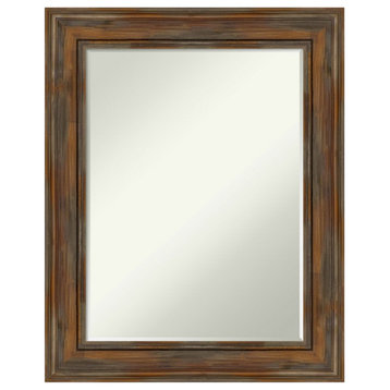 Alexandria Rustic Brown Petite Bevel Wood Bathroom Wall Mirror 24 x 30 in.