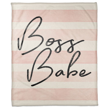 Boss Babe Stripes 50x60 Coral Fleece Blanket