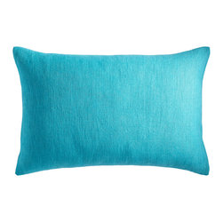 EUROPEAN FLAX LINEN PILLOW COVER &ndash; TURQUOISE RECTANGLE - Decorative Pillows