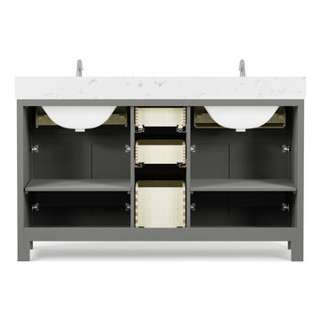 Caroline 60'' Grey Bathroom Vanity