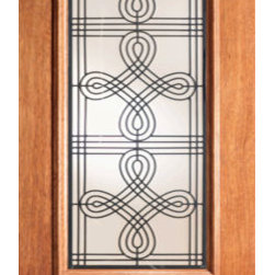 Celtic Ironwork Glass, Single Door, Mahogany, 3/4 Lite - Front Doors