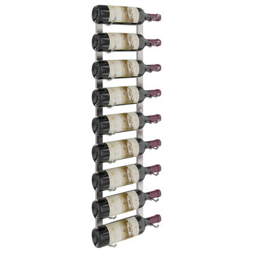 W Series Wine Rack 3 Wall Mounted Metal Bottle Storage, Brushed Nickel, 9 Bottles