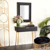 Set of 2 Black Wood Contemporary Console Table with Mirror, 31" x 31" x 16"