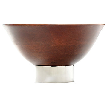 Wood Bowl KIRU with Modern Nickel Footing