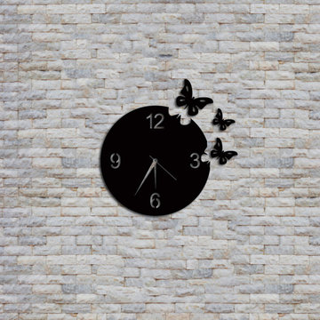 Butterfly Wall Clock with 3 butterflies