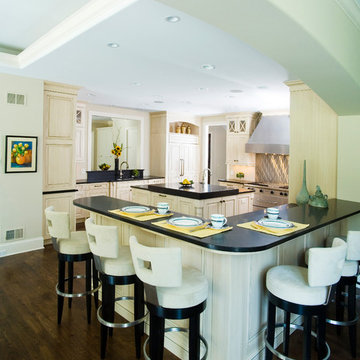 Perimeter Breakfast Bar with Honed Black Granite Countertop