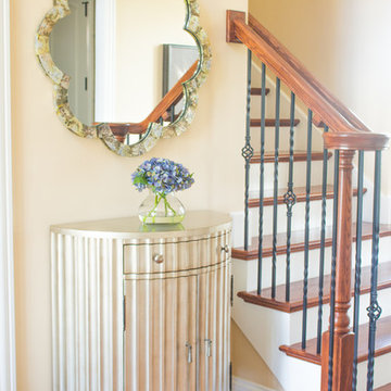 Contemporary Entryway with Nearly Natural Blooming Hydrangea