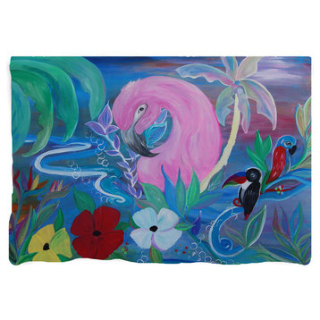 Tropical Flamingo Throw Blanket From My Art, 60"x50"