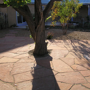 Unique Tree-Centered Flagstone Patio Design