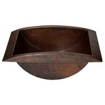 AmbienteHomeDecor - 20" Rectangular Apron Curved Bottom Hammered Copper Bathroom Sink, 17 Gauge - Our beautiful 20x14x7" Rectangular Apron Curved Bottom Hammered Copper Bathroom Sink makes the perfect addition to your bathroom decor! This sink is beautifully handcrafted by Mexican artisans from 17 gauge certified pure copper (99% copper, 1% zinc, lead free). It features a 1" wide curved lip on front and back, 2" wide on both sides, 2" high apron in center, and a 1.5" drain opening (drain not included). It installs easily, either by drop-in or semi-vessel. Additionally, copper is naturally more antibacterial and antimicrobial than other metals. We are confident this sink will add tremendous style and value to your home decor!