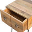 1-Drawer Bedside With Iron Base, Oak Finish Mango Wood/Pewter